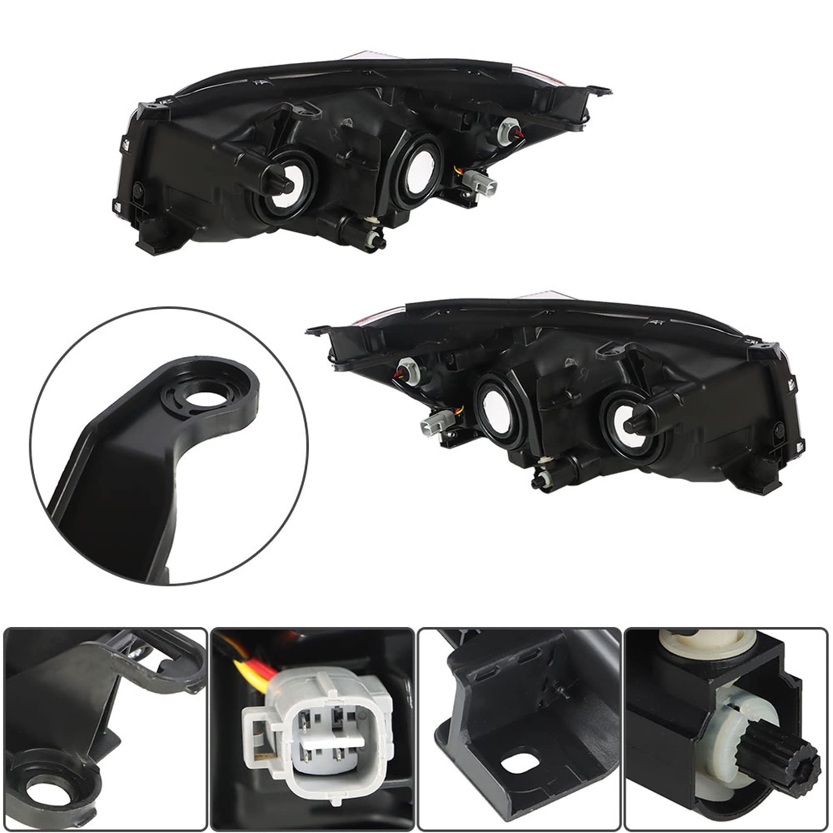 Toyota RAV4 2009-2012 Headlight Assembly Replacement - Black Projector Headlights Set for Driver & Passenger Side | Durable Aftermarket Headlights for Night Driving & Off-Road Adventures