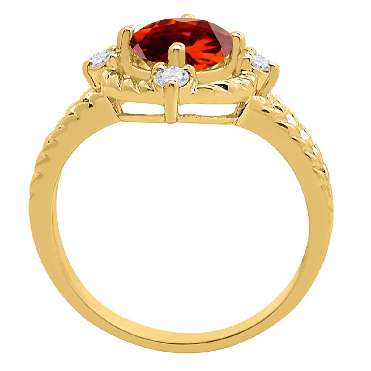 MauliJewels 1.85 Carat Garnet and Diamond Ring for Women - 10K Yellow Gold Prong Setting | Elegant Jewelry Gift for Anniversary, Valentine's Day & Special Occasions