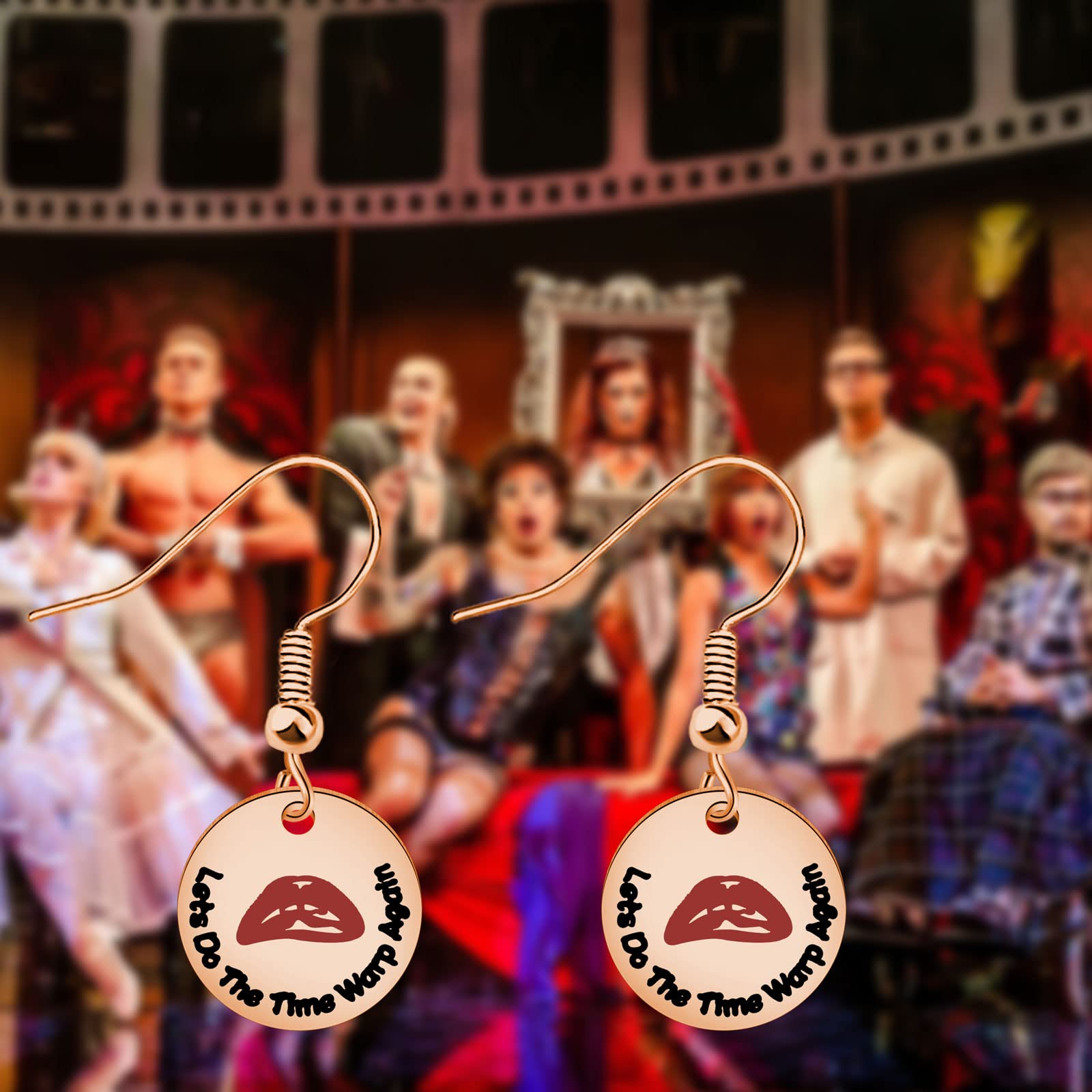UJIMS The Rocky Horror Picture Show Inspired Earrings - Time Warp Again Statement Jewelry for Rocky Horror Fans, Musical Film Lovers | Perfect for Cosplay, Halloween, and Theater Costume Accessories