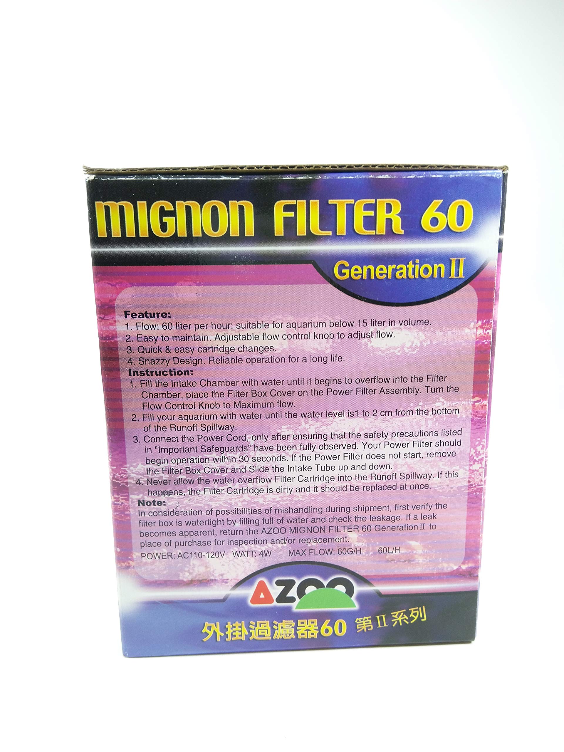 Premium Aquarium Filter Mignon 60 with Stainless Steel Cleaning Brush Set - Perfect for Freshwater & Saltwater Fish Tanks, Turtle Tanks & Aquatic Plant Aquariums