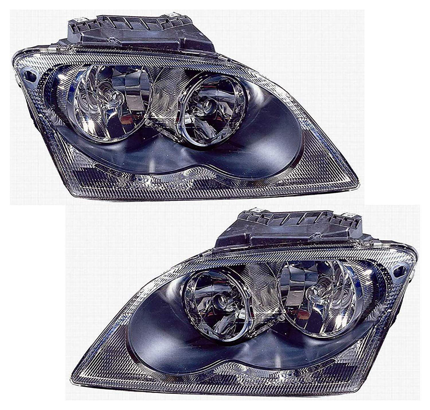 2005-2006 Chrysler Pacifica Halogen Headlight Assembly Kit - Gold Shrine Replacement Lamps for Driver & Passenger Side | Perfect for Night Driving & Vehicle Restoration Projects