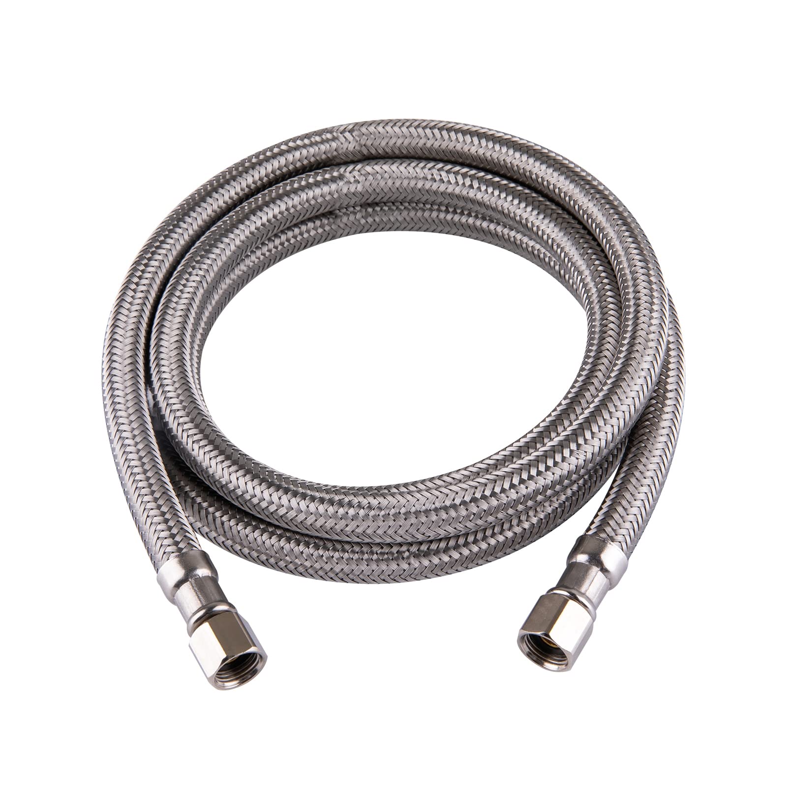 Hausen 60-Inch Refrigerator Ice Maker Connector - 1/4-inch x 1/4-inch Compression Fitting - Ice Maker Water Supply Line Replacement (1-Pack) - Perfect for Kitchen Appliances & Home Refrigeration Systems