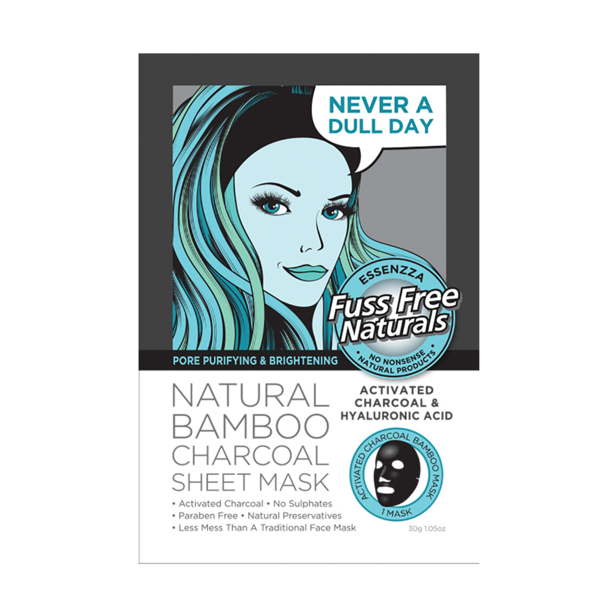 Essenzza Activated Charcoal & Hyaluronic Acid Facial Mask - Deep Cleansing & Hydrating Face Mask for Glowing Skin | Perfect for Spa Night & Self-Care Routine