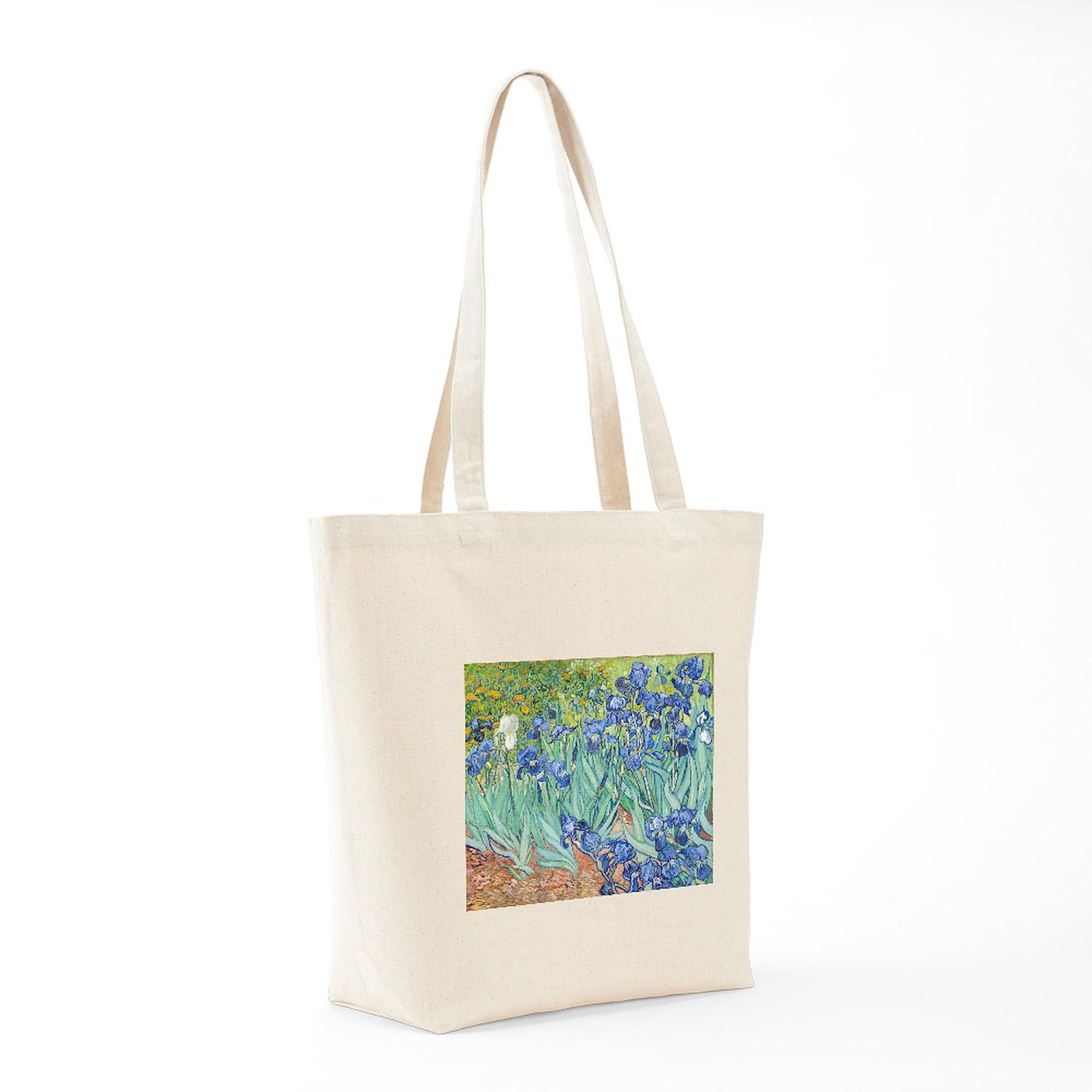 Vincent Van Gogh Irises Tote Bag - Natural Canvas Reusable Shopping Bag for Groceries, Beach & Daily Use