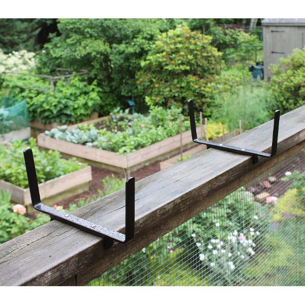 Sturdy Handrail Flower Box Bracket - Metal Planter Holder for Balcony Railings & Deck Railings - Perfect for Outdoor Flower Pots & Window Boxes
