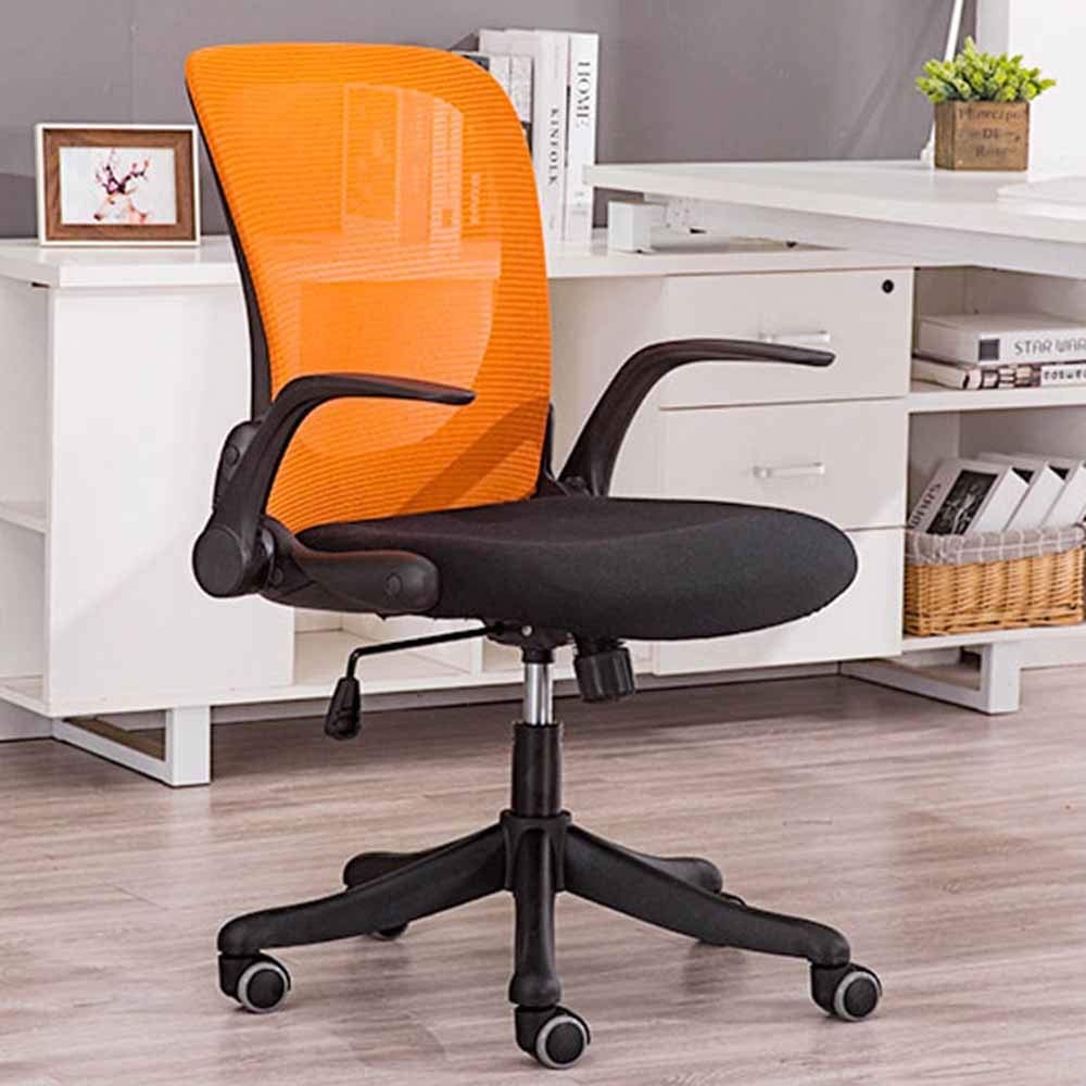 Ergonomic Mid-Back Office Chair with Adjustable Tilt & Flip-Up Arms - Comfortable Computer Desk Chair for Home & Executive Workspaces - Orange (Perfect for Long Work Hours & Gaming Sessions)