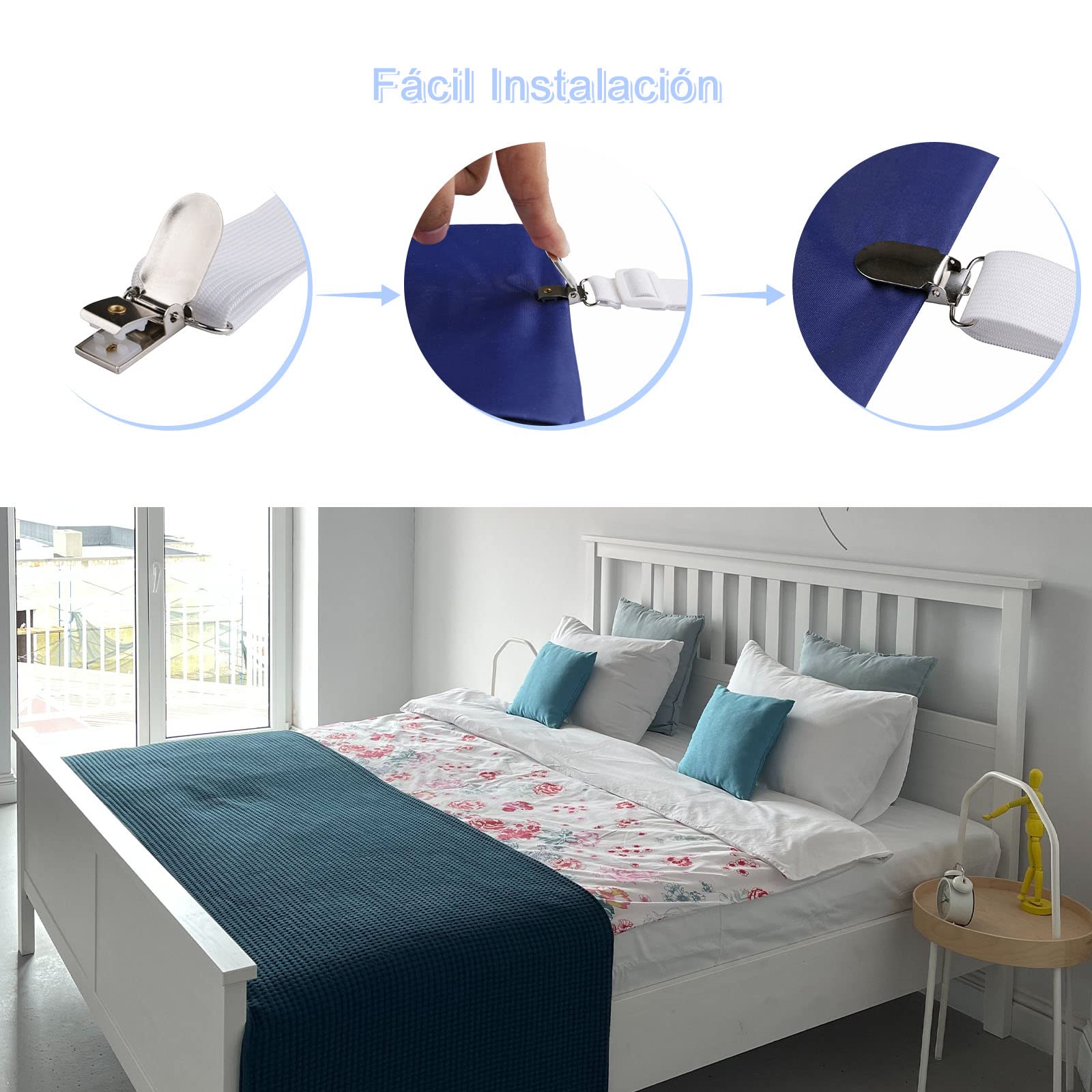 ZOCONE 8-Pack Elastic Sheet Straps - Adjustable Bed Sheet Holders (65-240cm Range) - White Mattress Grippers for Sofa Covers & Fitted Sheets - Keep Bedding Neat & Secure for Hotels, Dorms, and Home Use