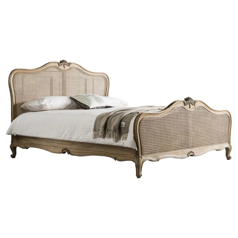 Hand Carved Wooden Traditional French Style Bed - Elegant Vintage Bedroom Furniture for Master Suite, Guest Room & Cozy Cottage Decor
