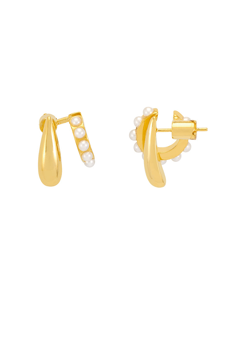 Elegant Illusion Pearl and Droplet Hoop Earrings - Perfect for Weddings, Parties & Special Occasions