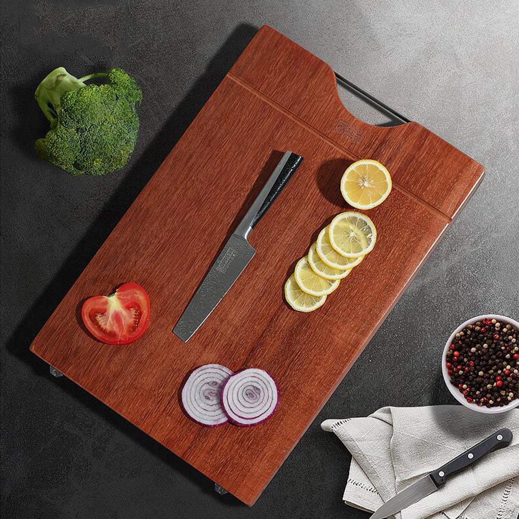 Premium Ebony Wood Cutting Board with Handle, Non-Slip Feet & Juice Groove - Durable Solid Wood Chopping Board for Vegetables, Fruits, Meat - Perfect for Kitchen Prep, Serving Charcuterie & Entertaining