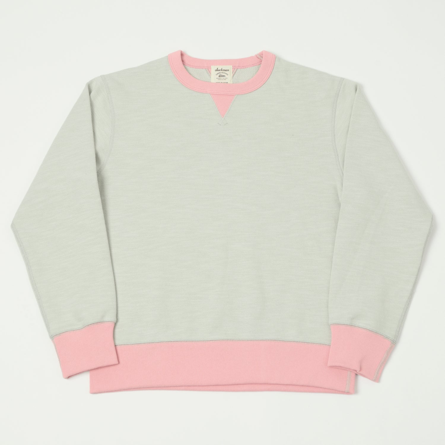 Jackman JM7292 GG Crewneck Sweatshirt - Silver & Pink Pullover Hoodie for Men | Casual Streetwear Fashion | Perfect for Gym, Lounge & Everyday Wear