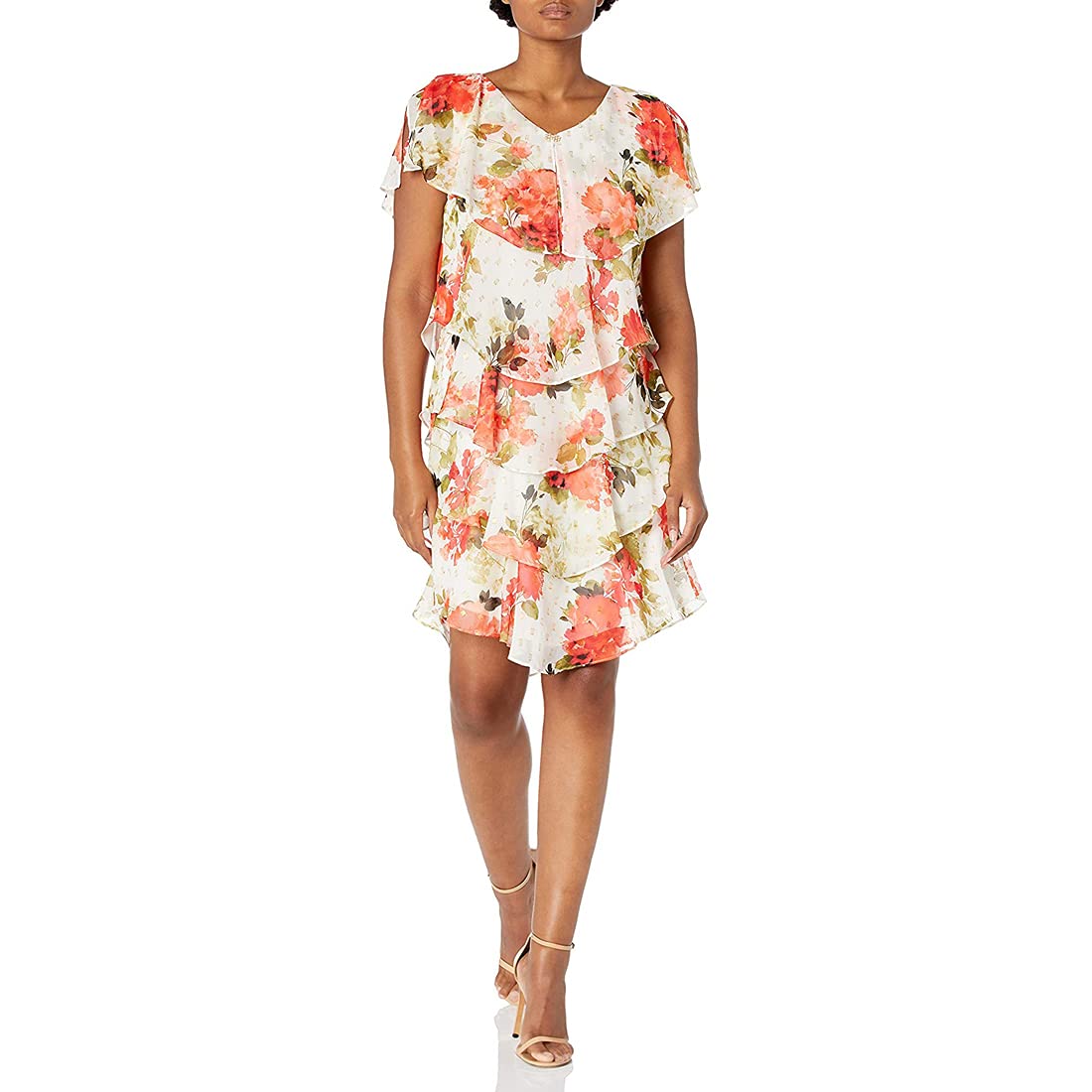 S.L. Fashions Women's Tiered Boho Patara Print Pebble Dress - Flowy Summer Beach Dress for Vacation, Date Night & Casual Outings