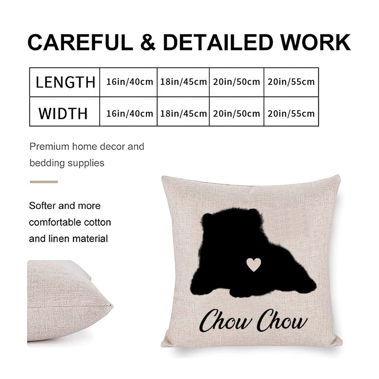 Funlucy Chow Chow Dog Throw Pillow Cover 16x16 Inches - Decorative Pet Pillow Case for Sofa, Couch, Bed & Car - Soft Cushion Cover for Home Decor & Gifts