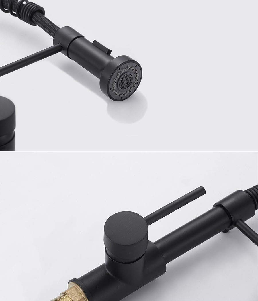 Commercial Kitchen Faucet with Pull Down Sprayer - Single Handle Lever Spring Sink Faucet in Matte Black | Ideal for Restaurants, Food Trucks & Home Kitchens