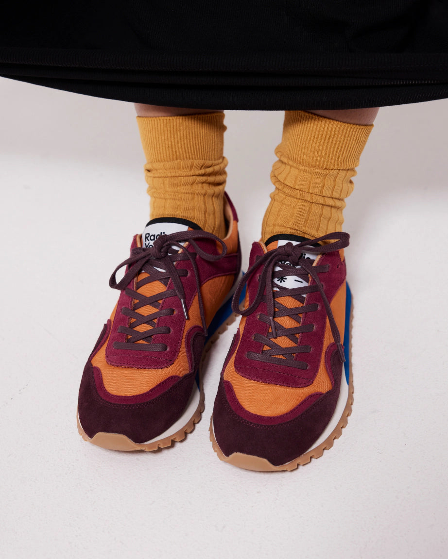 Moon Street Lace Up Sneakers for Women - Fashionable Mango & Cherry Color Casual Shoes | Perfect for Walking, Running, and Everyday Wear