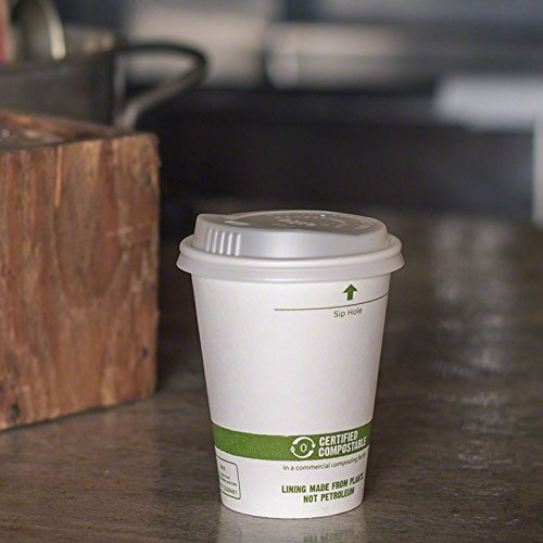 8 oz White Compostable Coffee Cups - Biodegradable Paper Hot Cups (1,000 Count) | Eco-Friendly Disposable Cups for Coffee Shops, Offices & Home Use