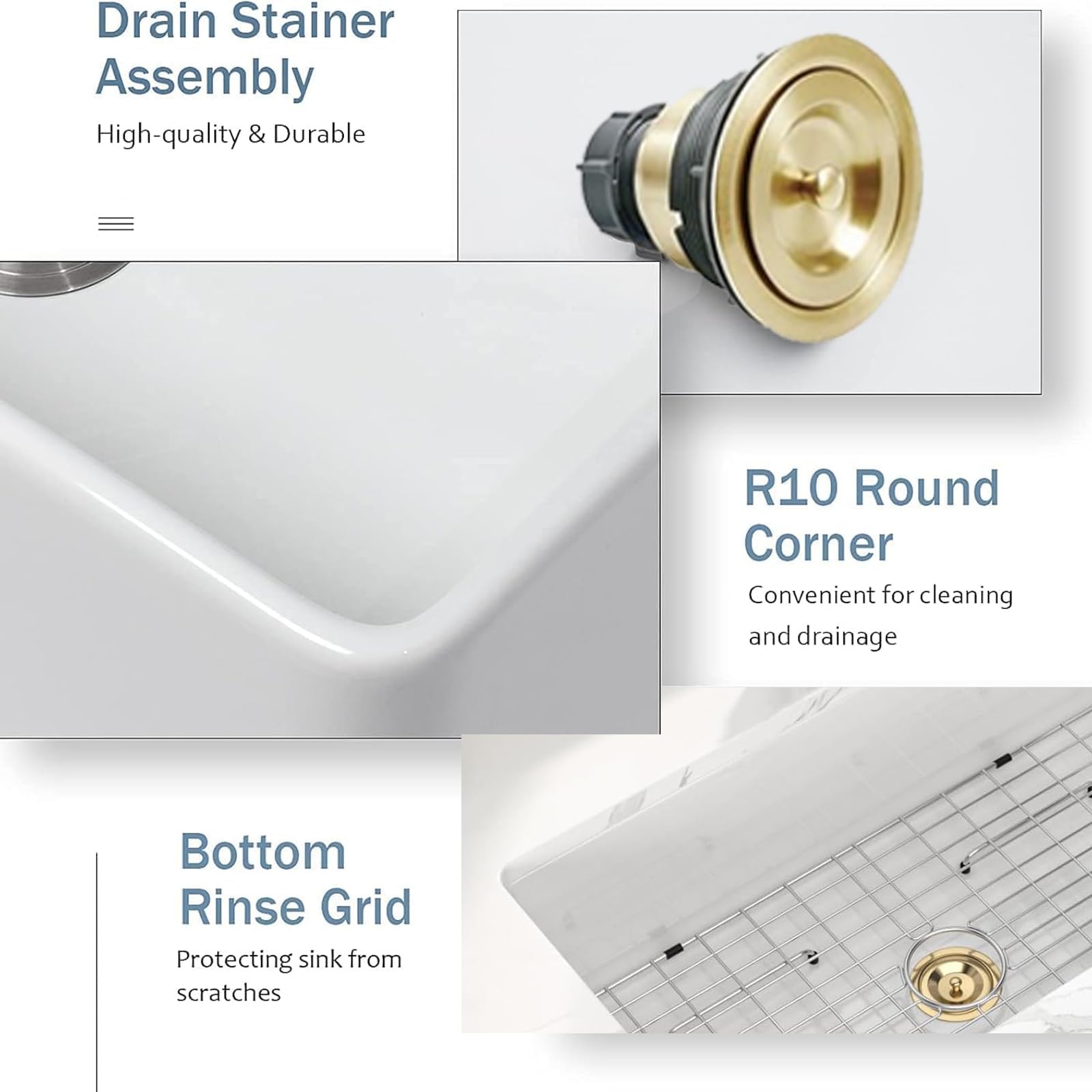 Premium White Undermount Kitchen Sink 27 Inch - Fireclay Porcelain Farmhouse Sink with Dual Mount (Topmount/Drop-In) 27