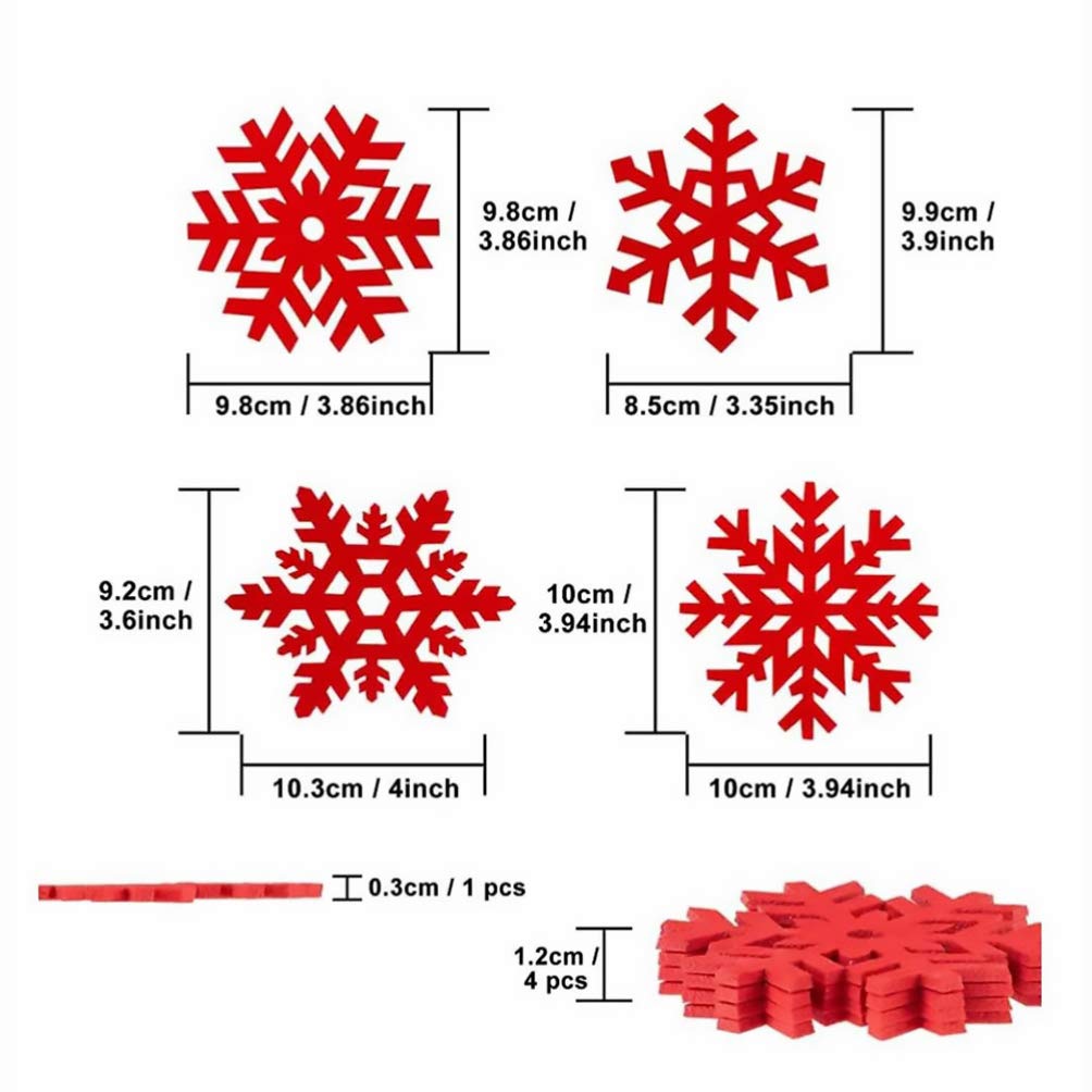BESPORTBLE 10Pcs Red Felt Snowflake Coasters - Christmas Winter Table Mats for Coffee Cups, Hot Drinks & Home Decor - Holiday Party & Dinner Table Protection (Random Style)