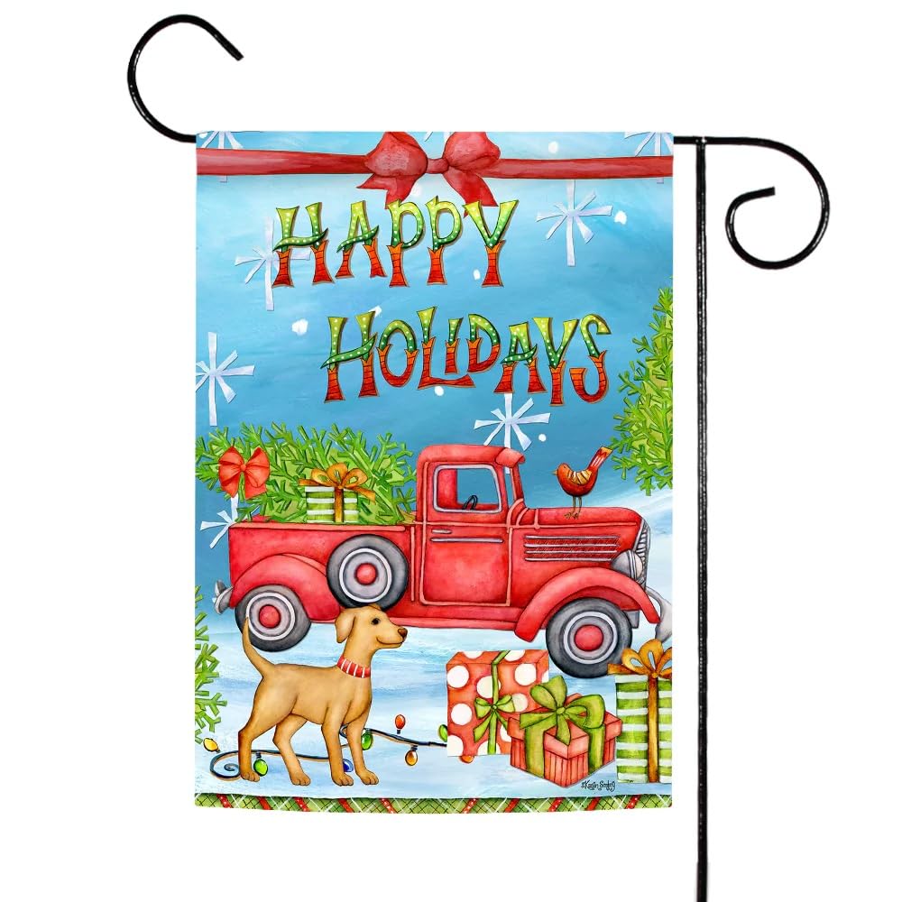 Toland Home Garden 12x18 Inch Double Sided Christmas Flag - Outdoor Holiday Yard Decoration with Happy Holidays Design - Perfect for Front Porch, Lawn, and Garden Seasonal Decor