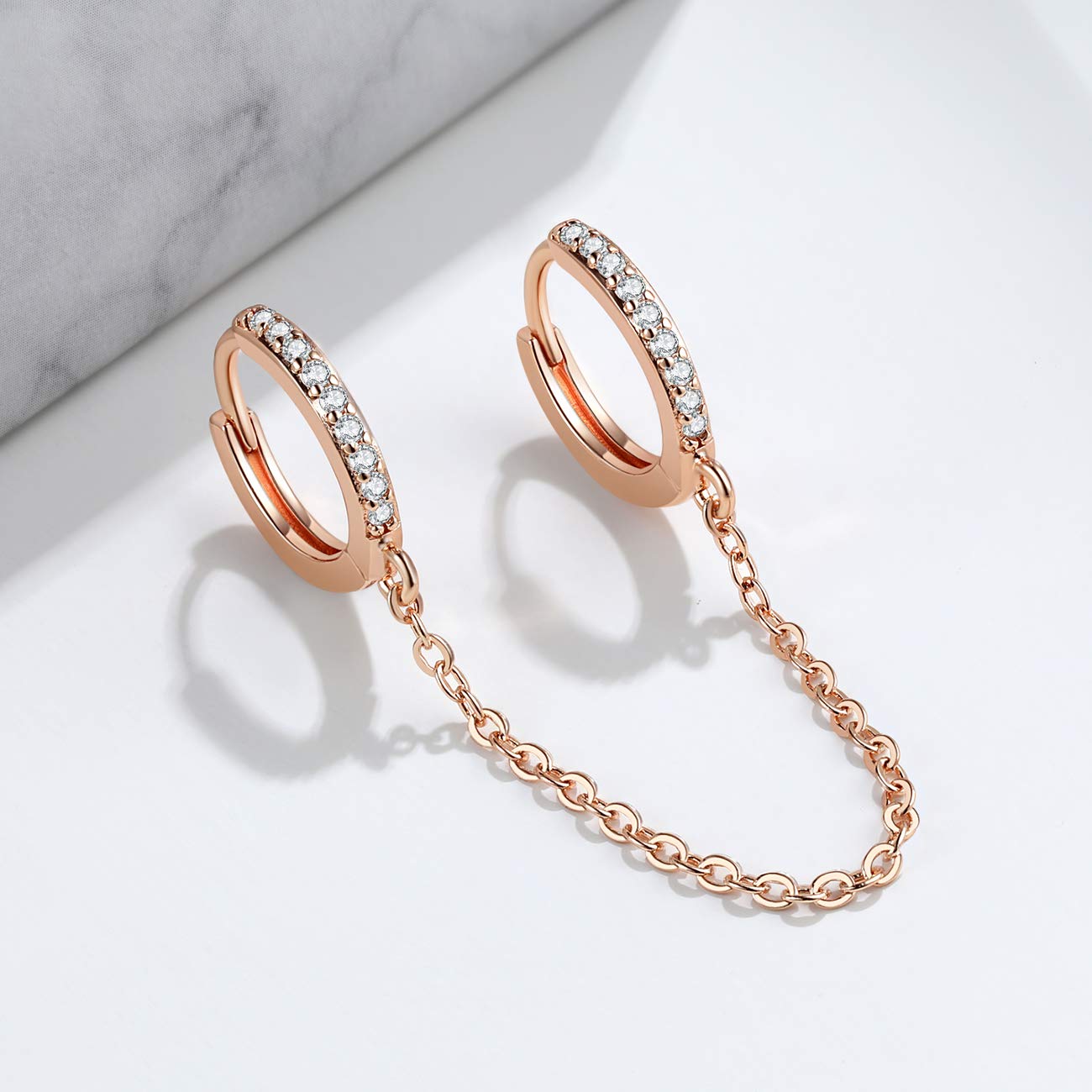 14K Gold Plated Corn Chain Hoop Earrings - Double Piercing Dainty Small Huggie Hoop Minimalist Cuff Earrings for Women | Trendy Jewelry Gift for Everyday Wear, Date Night & Special Occasions