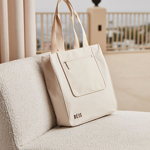 The North To South Tote Bag in Beige - Stylish & Spacious Canvas Tote for Women, Perfect for Work, Travel, and Everyday Use