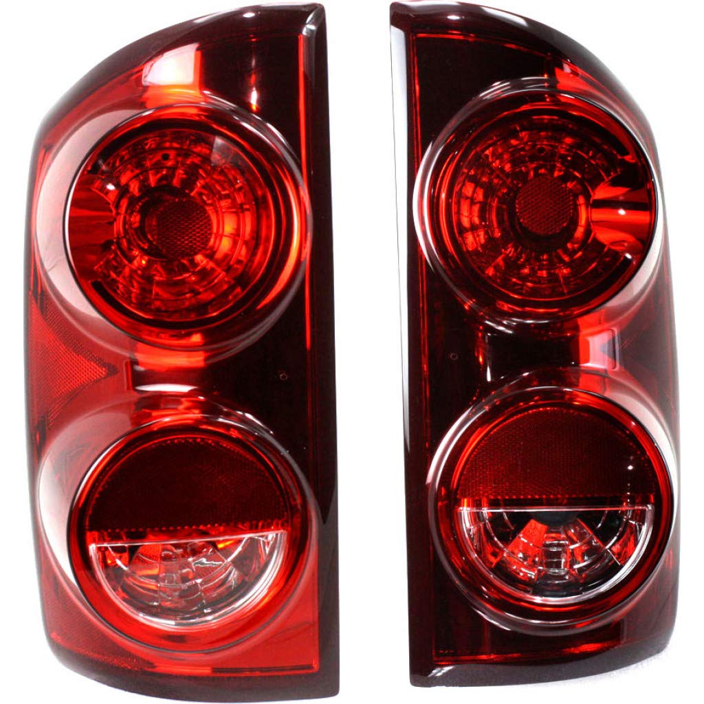 2007-2008 Dodge Pickup Tail Light Assembly - Driver & Passenger Side with Bulbs | CAPA Certified CH2800165, CH2801165 | Replacement for 55277303AC, 55277302AC | Perfect for Night Driving & Enhanced Vehicle Safety