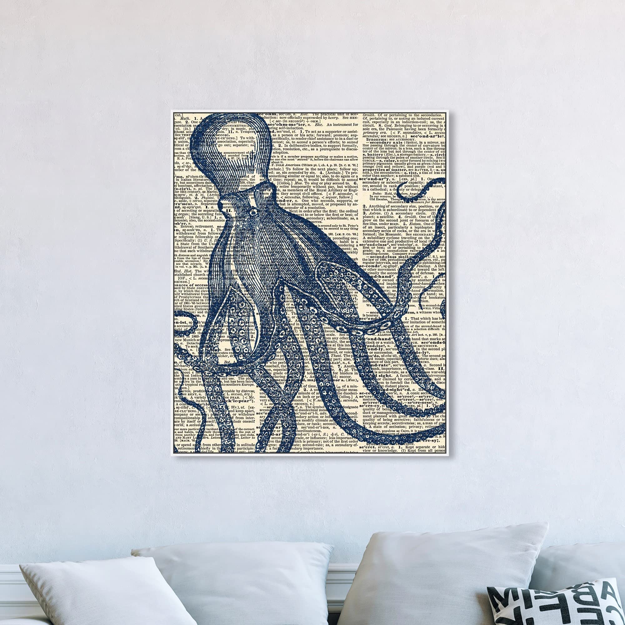Nautical & Coastal Wall Art Canvas Prints - Marine Life Octopus Dictionary Home Décor by Oliver Gal Artist Co. | 36