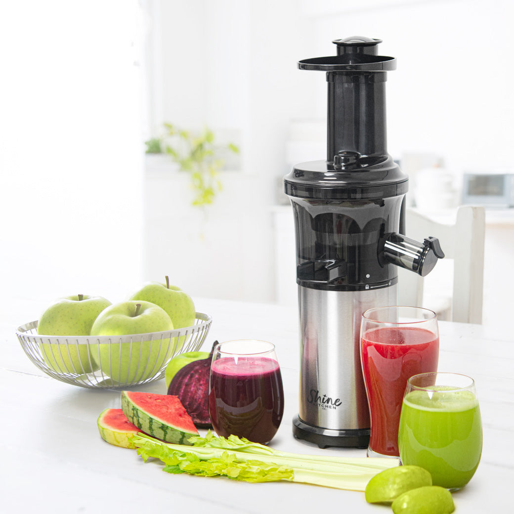 Shine Kitchen Co.® Certified Refurbished Cold Press Vertical Slow Juicer - Healthy Juice Extractor for Fruits & Vegetables - Perfect for Home, Gym & Office Use