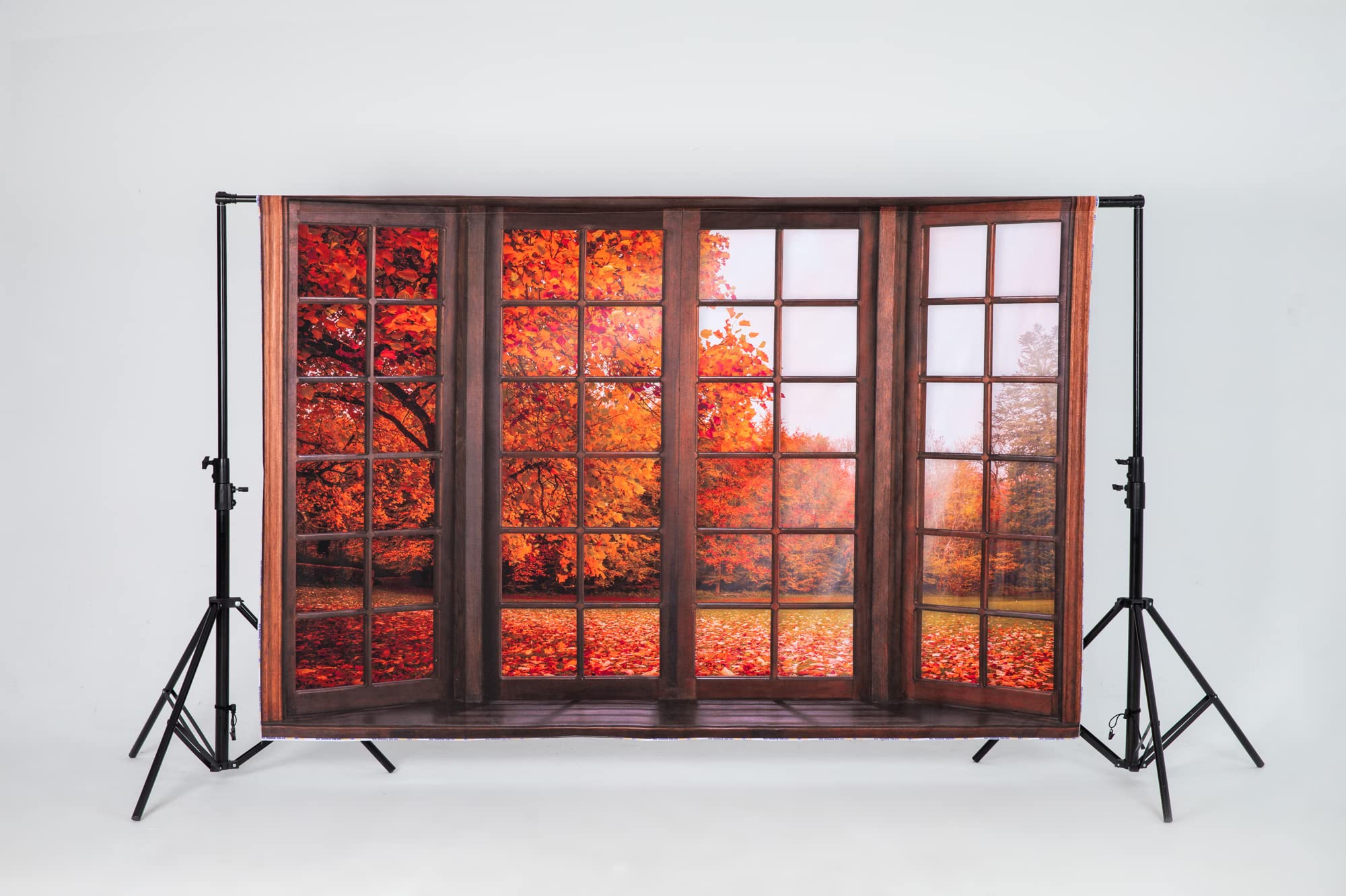 8x8ft Autumn Leaves Photography Backdrop - Fall Foliage Window Scenery Background for Photo Studio, Home Decor & Seasonal Party Decorations | Perfect for Halloween, Thanksgiving & Autumn Photoshoots