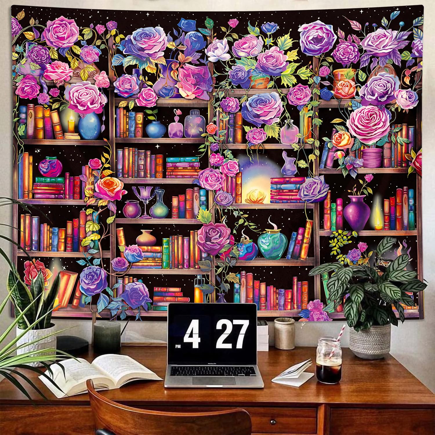 ARTCREATOR Pink and Purple Floral Wall Tapestry - 29