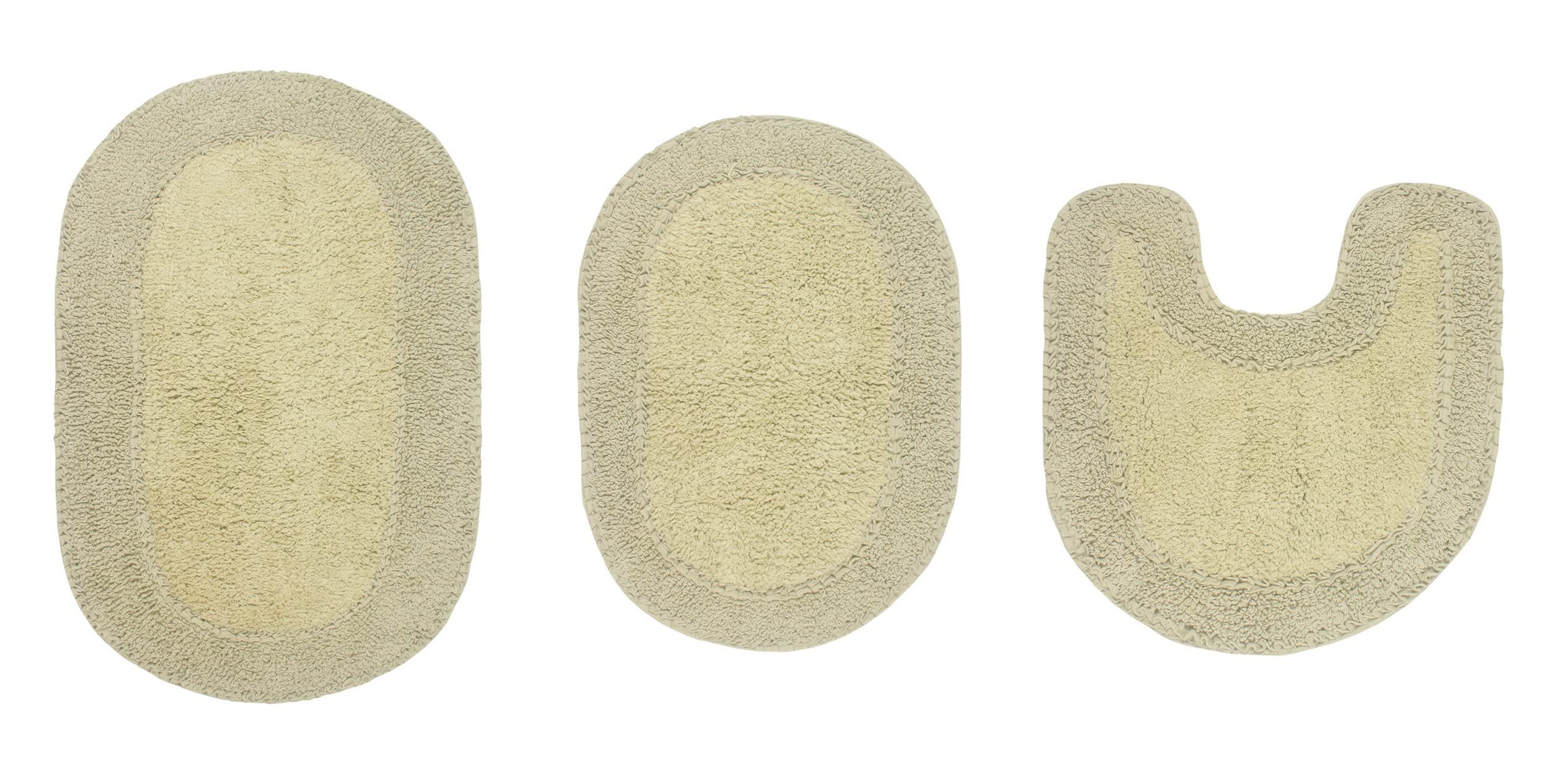 Premium 100% Cotton Bathroom Rugs Set - Home Weavers Double Ruffle Collection | Ultra Soft, Absorbent & Washable Non-Slip Bath Mats | 3-Piece Contour Set in Sage Green | Perfect for Bathroom, Kitchen & High-Traffic Areas