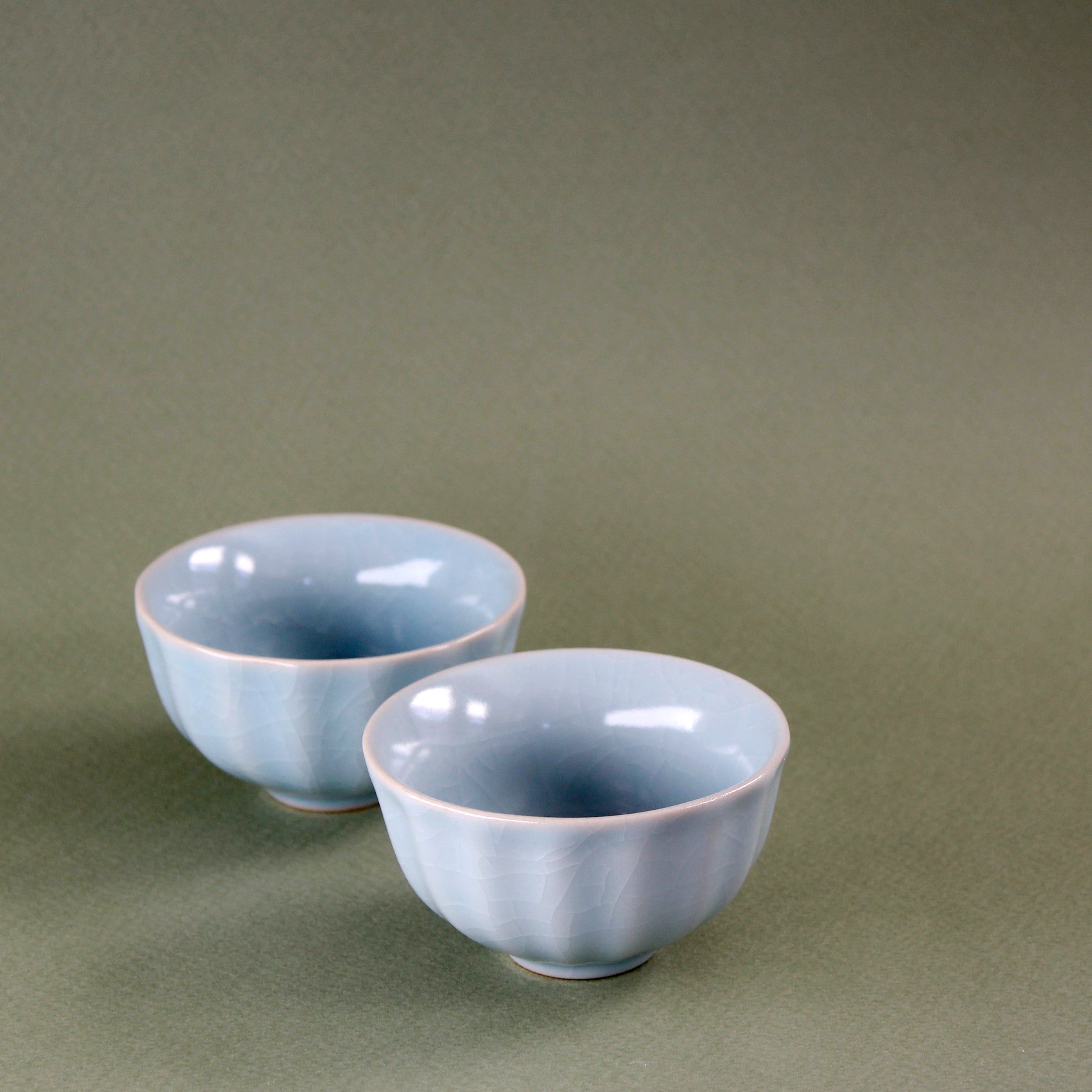 Sky Blue Chrysanthemum Tea Cups - Set of 2 (1.7 oz Each) - Perfect for Japanese Tea Ceremony, Gift Giving & Home Decor