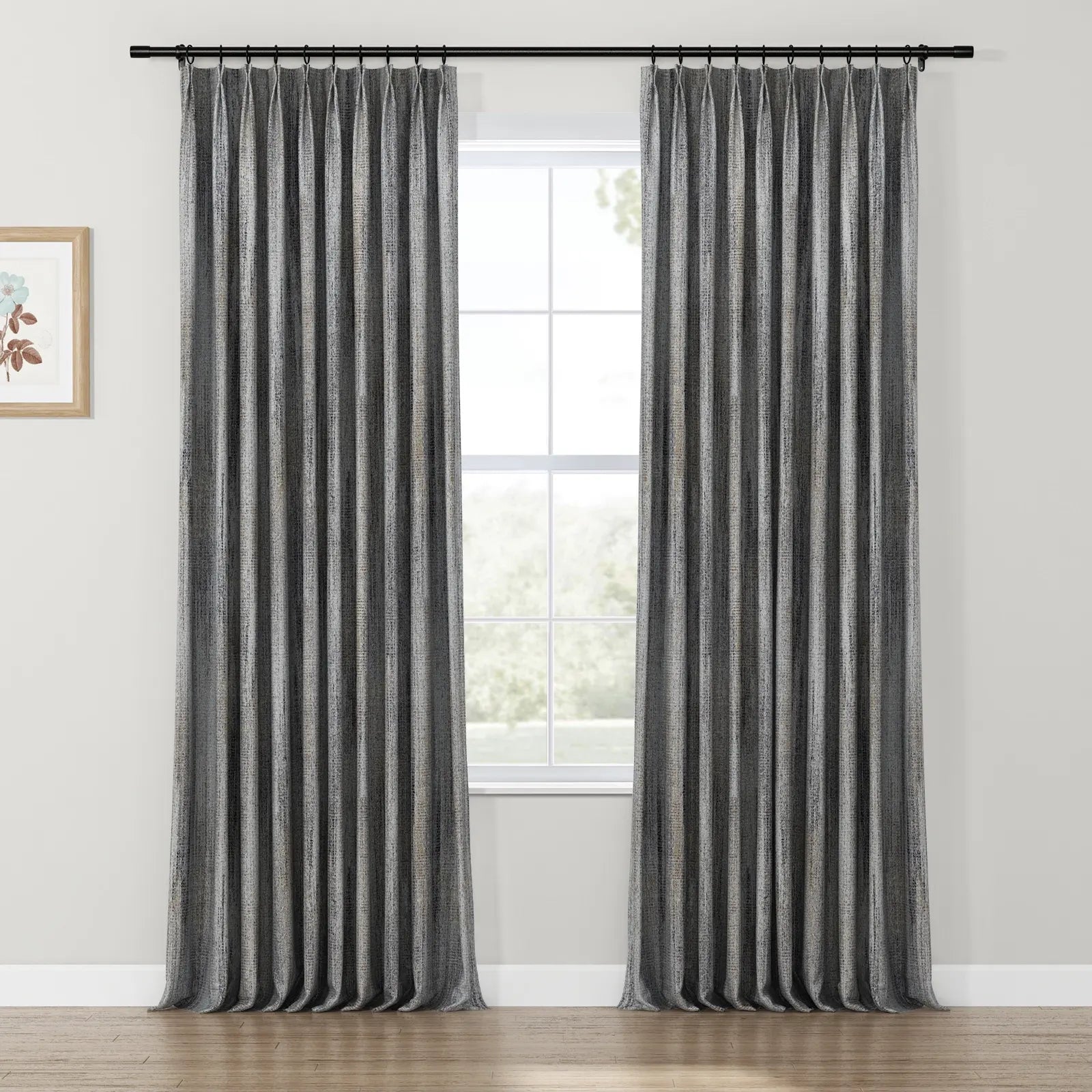 Lydia Rib Jacquard Curtains - Elegant Pleated Window Drapes for Living Room & Bedroom - Blackout Thermal Insulated Sheer Panels for Home Decor