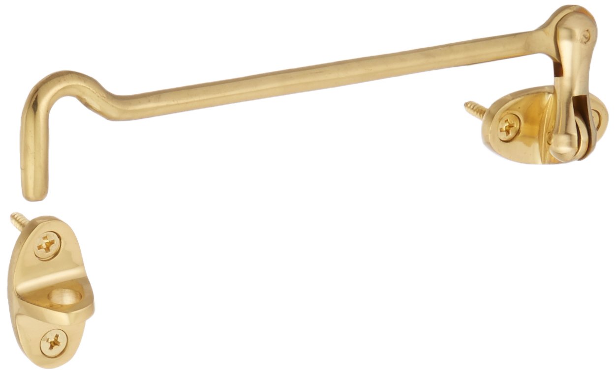 Deltana CHB6CR003 6-Inch British Style Cabin Hooks - Heavy Duty Brass Cabinet Door Hook for Kitchen, Bathroom & Wardrobe Organization