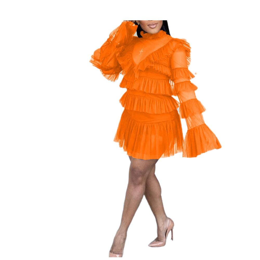 Women's Mesh Cascading Ruffles Mini Dress - A-Line Party Night Birthday Dress for Summer | Perfect for Cocktail Parties, Date Nights & Special Occasions