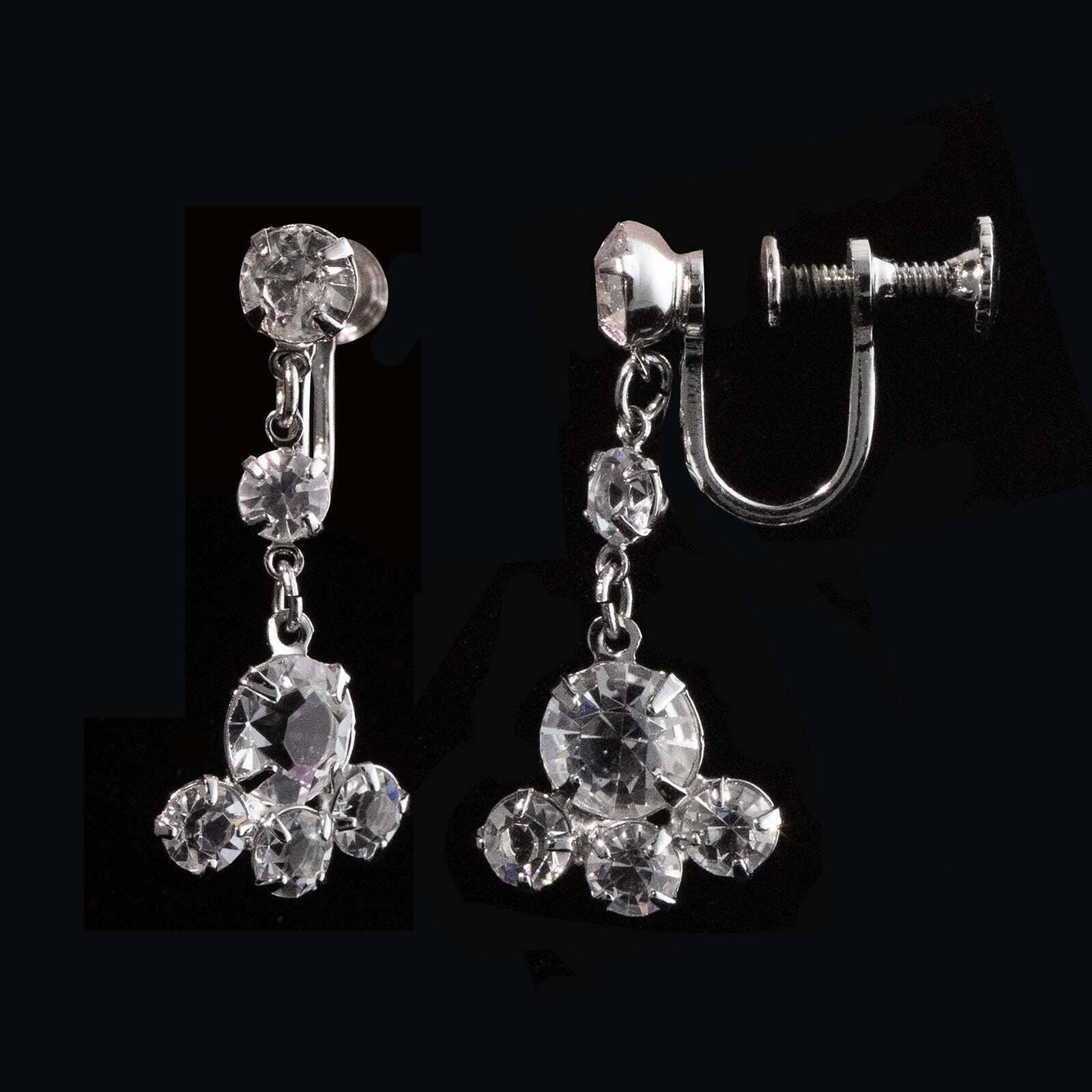 1928 Austrian Crystal Screw Back Clip-On Earrings for Women - Vintage Style Drop Dangle Earrings for Parties, Weddings & Special Occasions