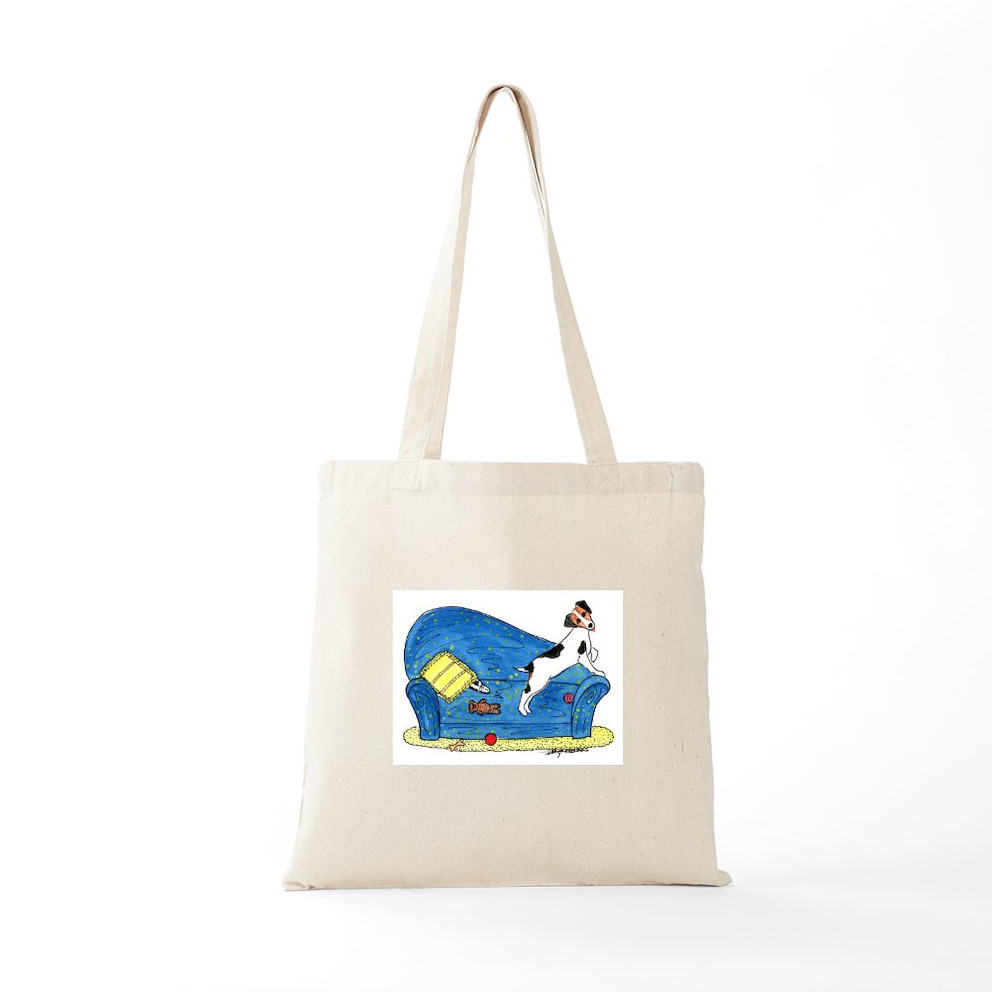 Jack Russell Terrier Tote Bag - Natural Canvas Reusable Shopping Bag for Groceries, Beach & Everyday Use | Eco-Friendly & Durable