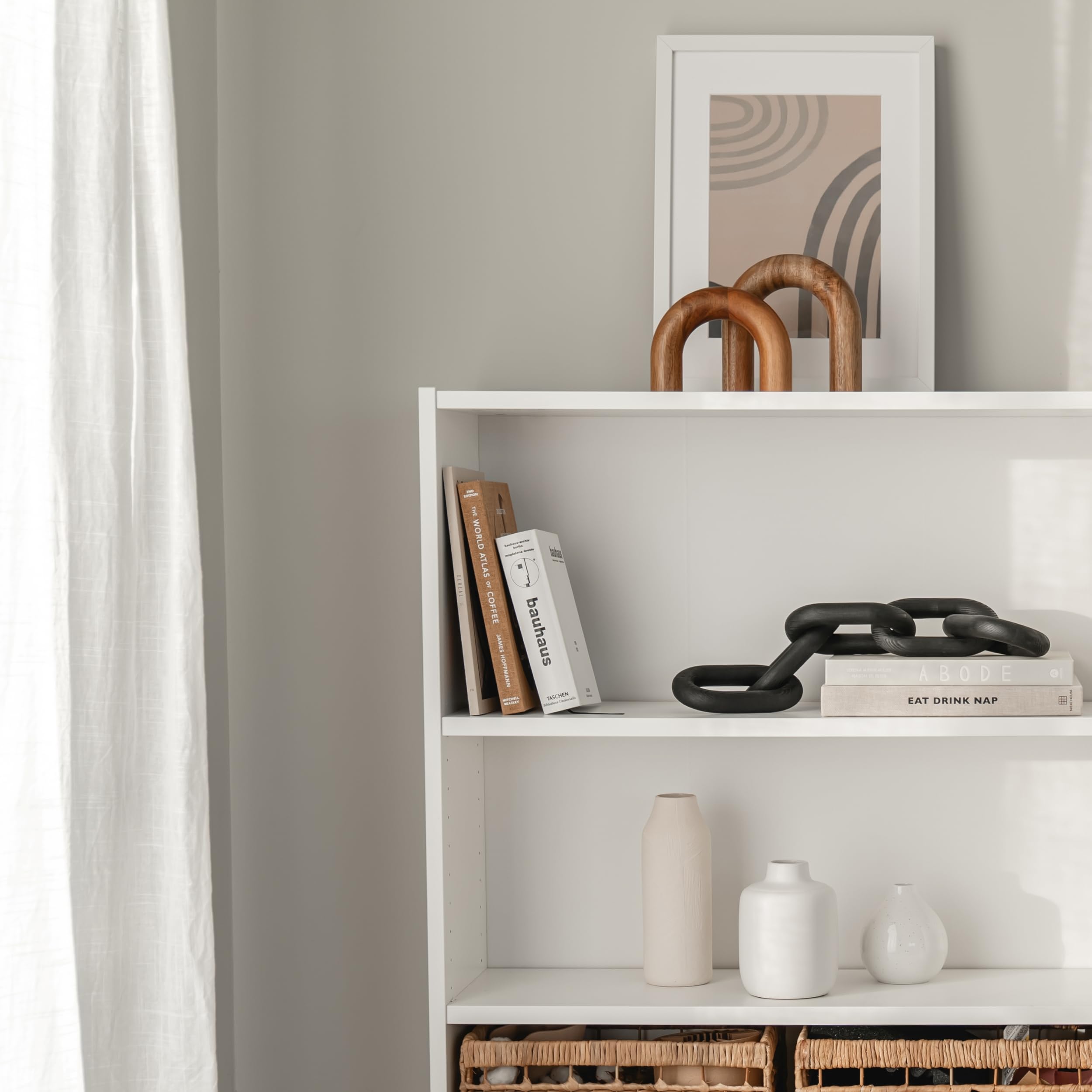 Modern Wood Arch Bookshelf Decor - Stylish Shelf & Coffee Table Accents for Entryway, Living Room & Desk | Minimalist Home Decor Ideas for Aesthetic Spaces