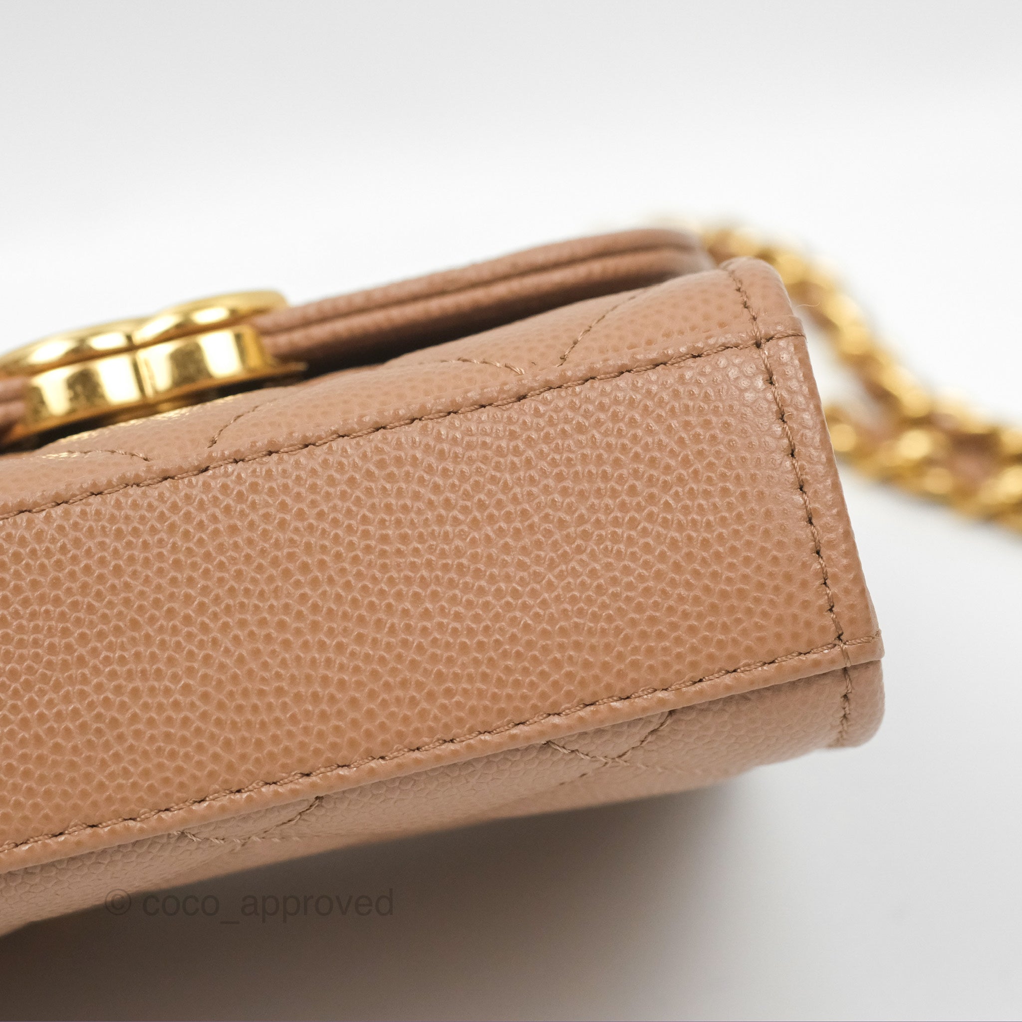 Chanel CC Chain Clutch Bag in Beige Caviar Leather with Gold Hardware - Perfect for Evening Parties & Luxury Events