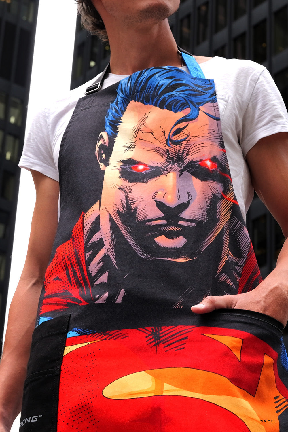 Premium Superman™ Edition Chef's Apron - 100% Breathable Cotton Kitchen Apron with Heat Vision Design - Dalstrong © - Perfect for Cooking, Grilling & Baking at Home