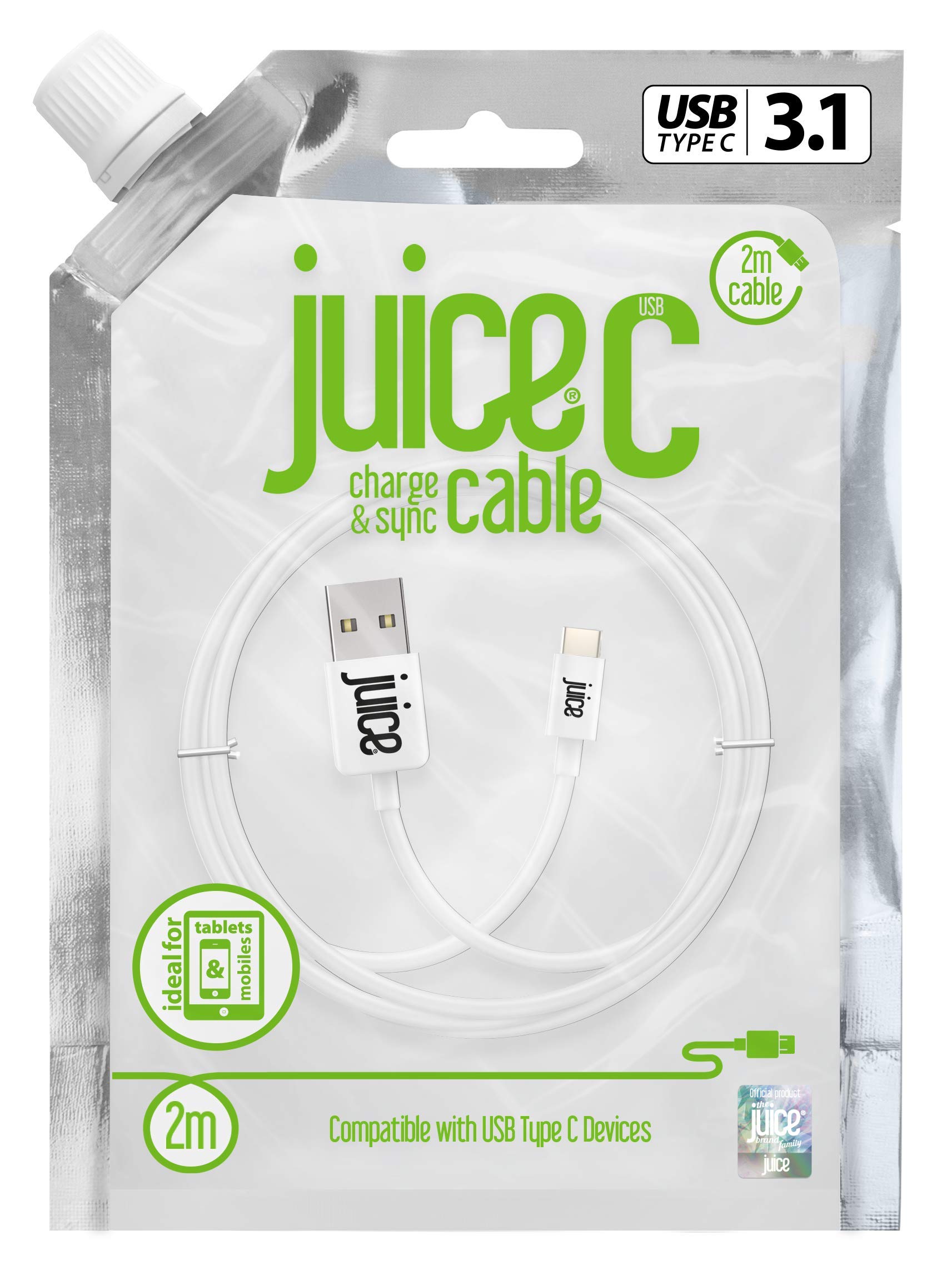 2m USB Type C Fast Charging & Data Sync Cable for Samsung Galaxy S20/S10/S9/S8, Huawei P30/P20, Sony Xperia, iPad 2020/Pro/Air - Durable Nylon Braided White Cable - Perfect for Home, Office & Travel Charging