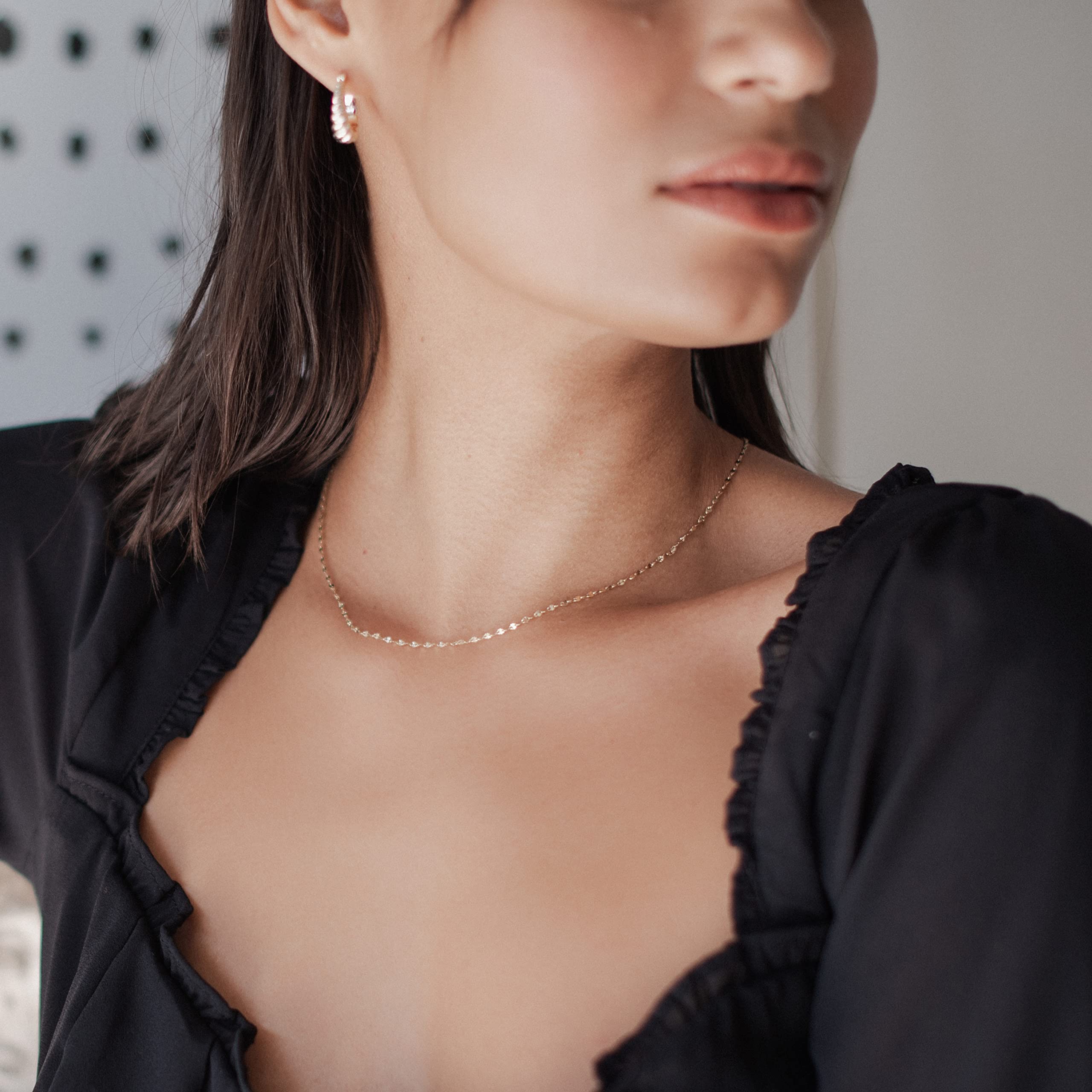 Honeycat Esme Faceted Dainty Chain Necklace - Minimalist Delicate Gold Jewelry for Women, Elegant Everyday Wear & Special Occasions