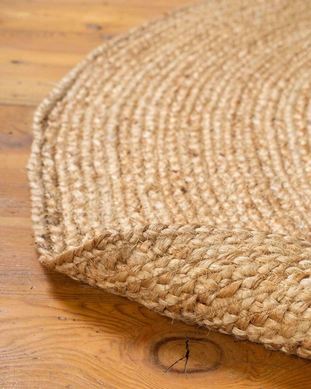 Handwoven Natural Jute Farmhouse Area Rug - Braided Oval Floor Mat for Bedroom, Kitchen & Living Room - 3x12 Feet Beige Boho Rug - Perfect for Cozy Home Decor & Farmhouse Style Interiors