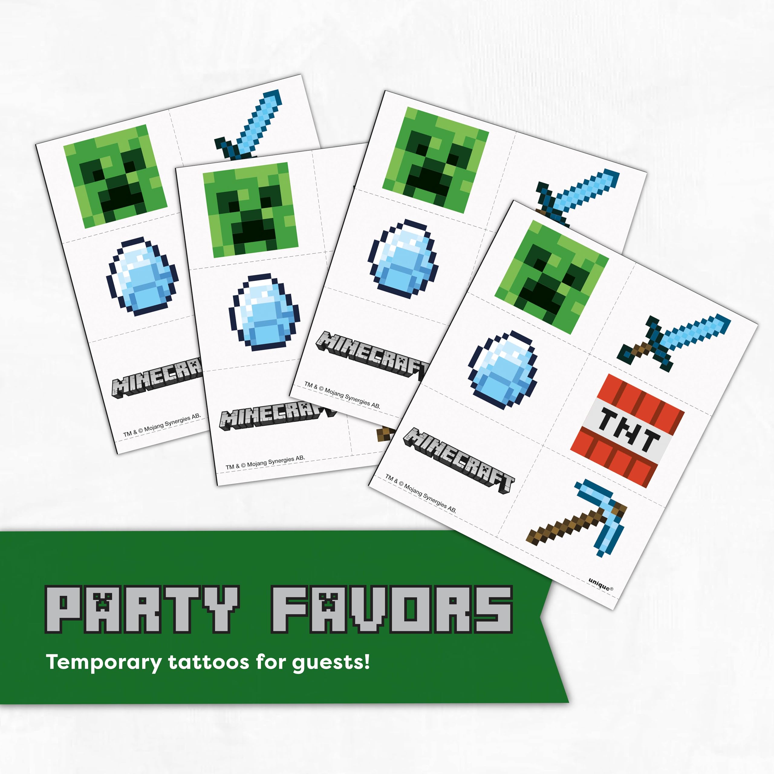 Minecraft Party Supplies for Boys and Girls - 16-Piece Birthday Decoration Set with Table Cover, Plates & More - Perfect for Kids' Birthday Parties, School Events & Themed Celebrations