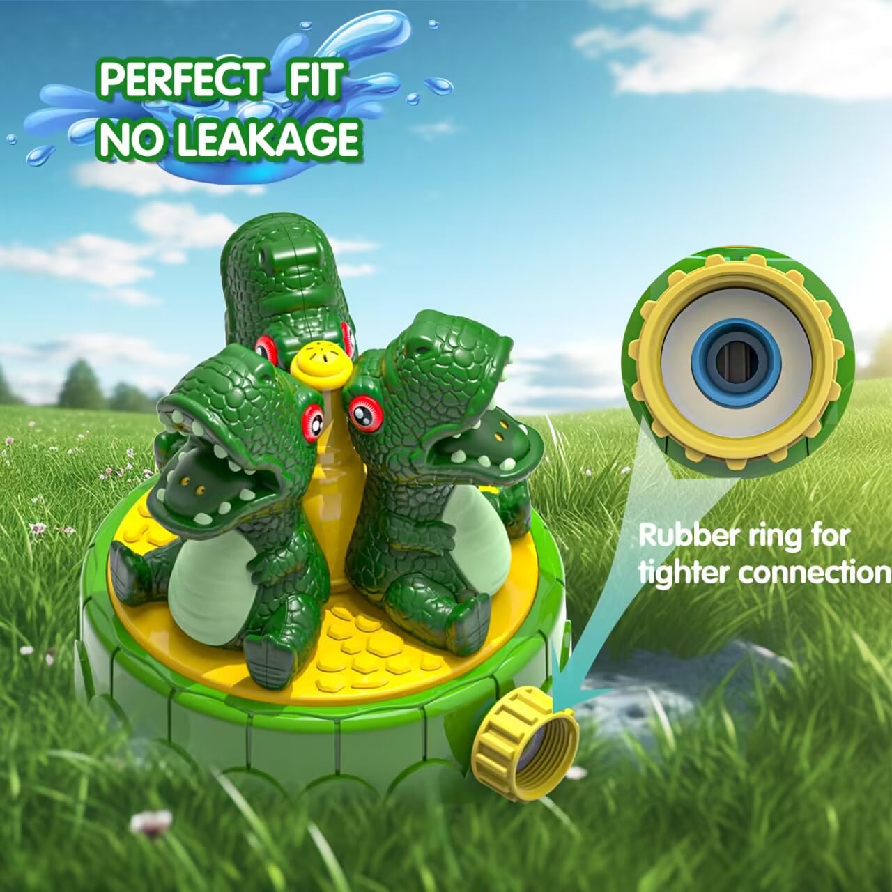Dinosaur Water Sprinkler Toy for Kids Ages 3-12 | Outdoor Garden Hose Sprayer for Summer Backyard Play | Fun Splash Pad for Toddlers & Children | Perfect for Birthday Parties, Poolside Fun & Outdoor Water Activities