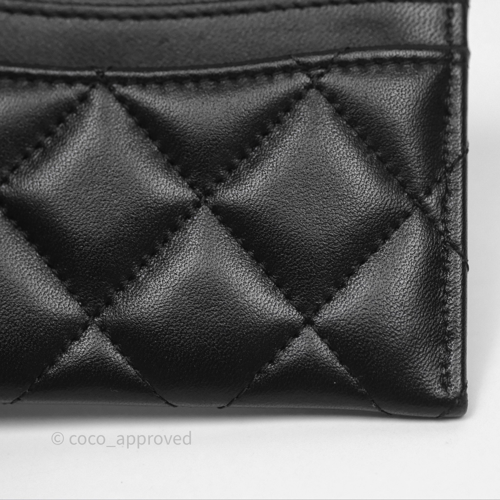 Chanel Classic Flat Card Holder in Black Lambskin with Silver Hardware - Luxury Compact Wallet for Everyday Use & Travel Essentials