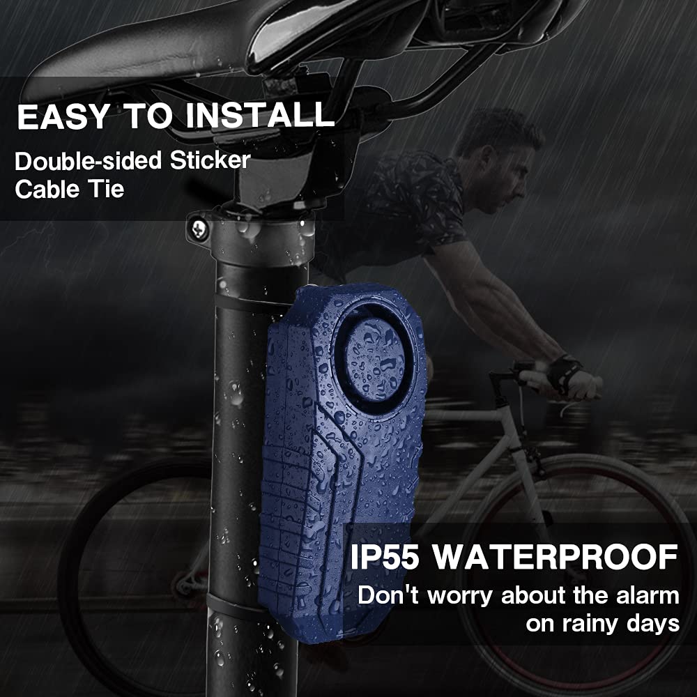 WSDCAM 113dB Wireless Bike Alarm - Anti-Theft Vibration & Motion Sensor Security System for Motorcycles & Bicycles - Waterproof Vehicle Alarm with Remote Control (No Heat Resistance) - Perfect for Parking Lots, Garages & Outdoor Protection