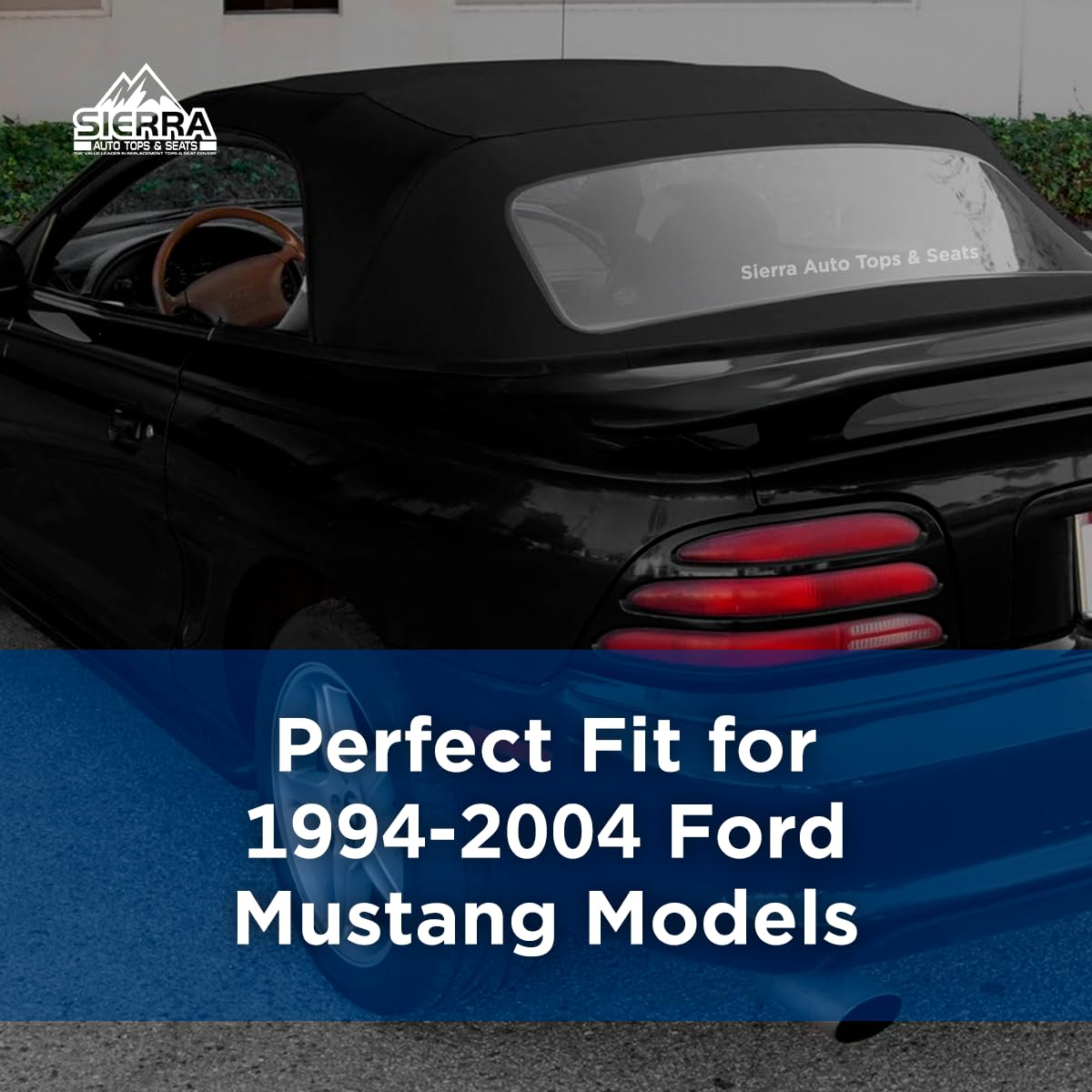 Premium Replacement Convertible Soft Top for 1994-2004 Ford Mustang | Heavy Duty Sailcloth Vinyl with Reinforced Plastic Window | Black | Perfect for Car Restoration & Summer Cruising