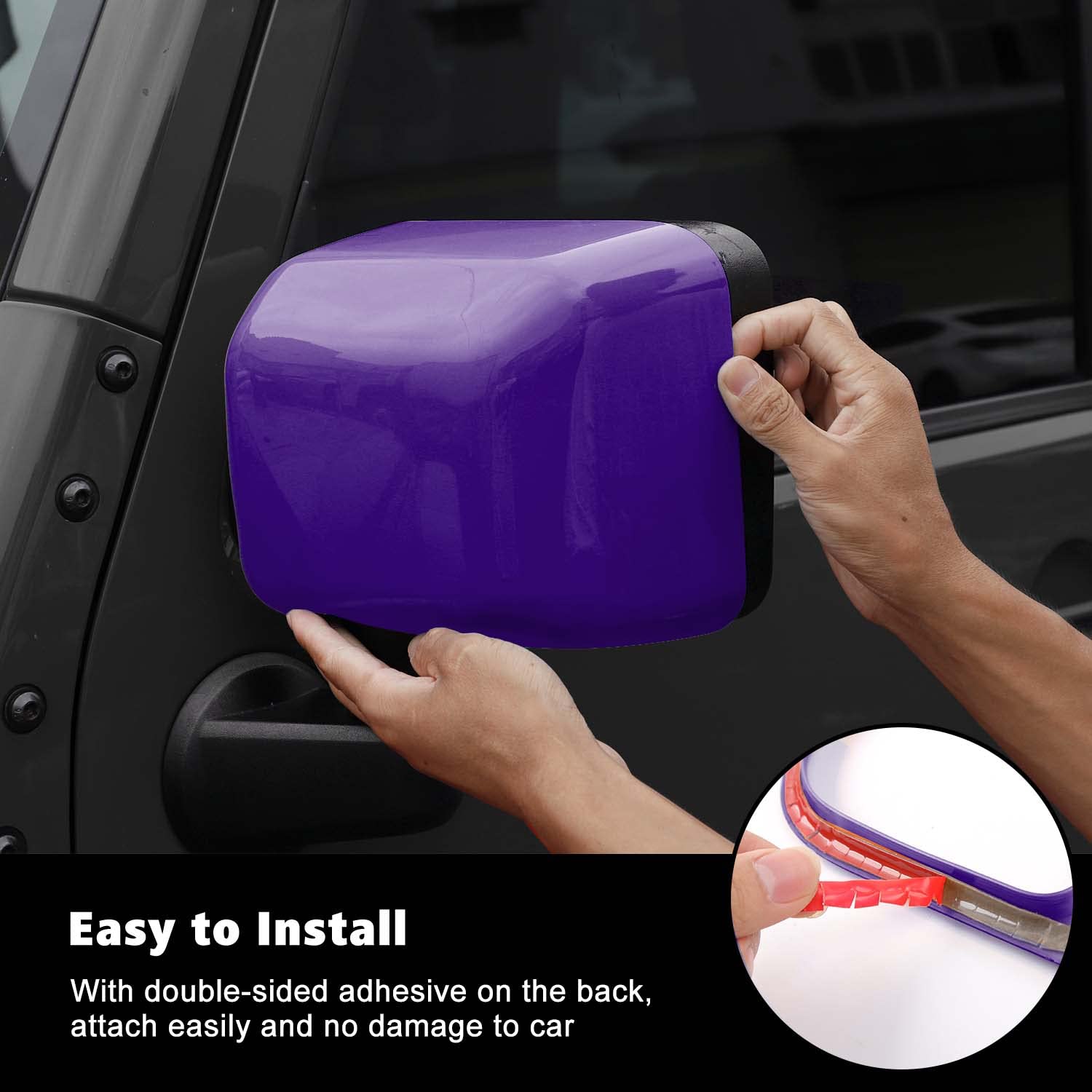 Jeep Wrangler JK JKU Rearview Mirror Cover Trim Shell Kit (2007-2017) - Purple Exterior Decoration Accessories | Enhance Style & Protection for Off-Road Adventures