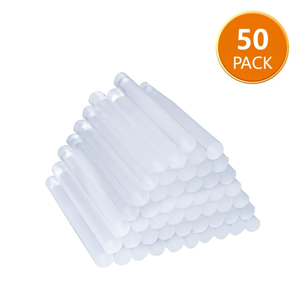 ANSIO Hot Glue Sticks for Hot Glue Gun - 50 Pack (7mm x 100mm), SGS Certified, Fast Bonding for DIY Crafts, Home Repairs & School Projects